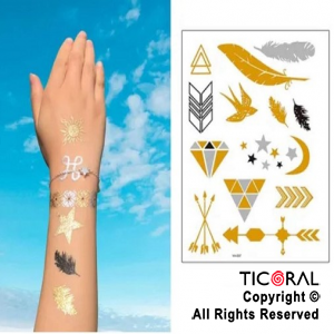 PLANCHA DE TATUAJES HIPPIE (PACK X 5 UNIDADES)